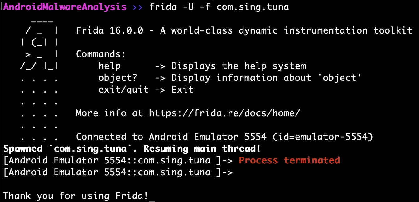 Frida terminated